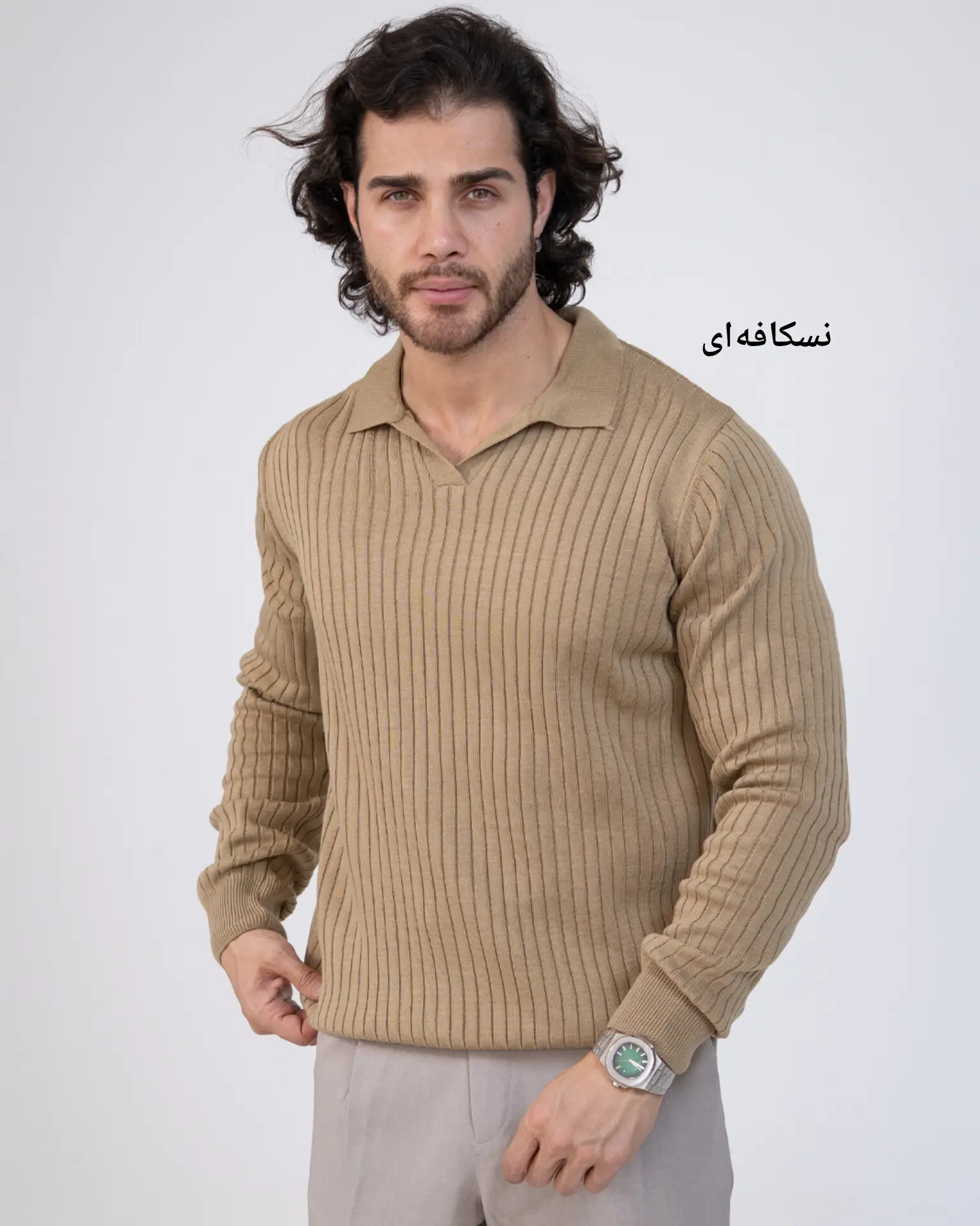 پولوشرت یقه شکاری بافت-کد5483